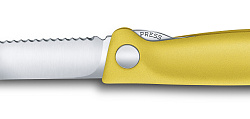 Нож кухонный Victorinox Swiss Classic (6.7836.F8B) стальной для овощей лезв.110мм серрейт. заточка желтый блистер