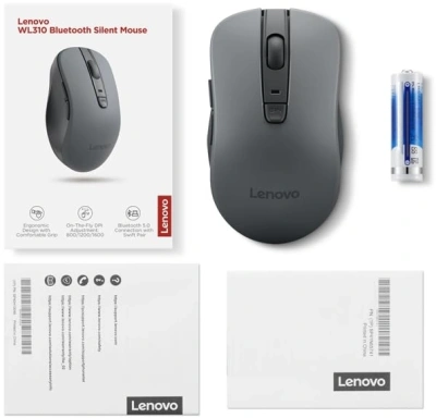 Мышь Lenovo WL310 Bluetooth Silent черный оптическая 1600dpi беспров. (GY51Q65621)