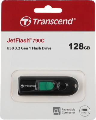 Флеш Диск Transcend 128GB Jetflash Type-C 790C TS128GJF790C USB3.0 черный