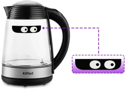 Чайник электрический Kitfort КТ-6126 1.7л. 2200Вт черный/нержавеющая сталь корпус: стекло/пластик