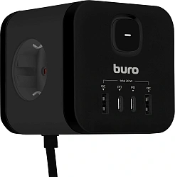 Сетевой удлинитель Buro BU-PC3.1UС-Plus-B 1.5м (3 розетки) черный (коробка)