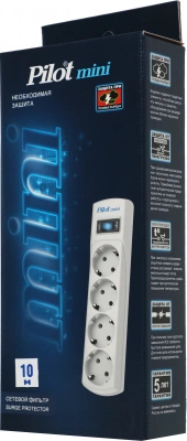 Сетевой фильтр Pilot mini 10м (4 розетки) белый (коробка)