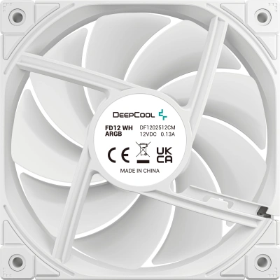 Вентилятор для корпуса Deepcool FD12 ARGB 120х120x25 белый 4-pin 26.9дБ (R-FD12-WHAPN1-G) Ret