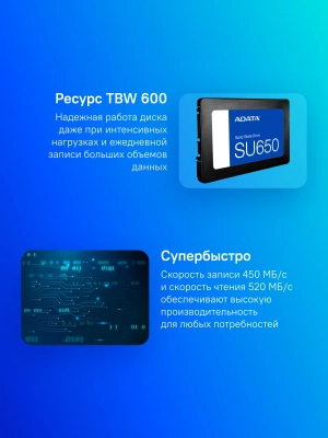 Накопитель SSD A-Data SATA-III 1TB ASU650SS-1TT-R Ultimate SU650 2.5"