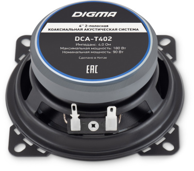 Колонки автомобильные Digma DCA-T402 180Вт 86дБ 4Ом 10см (4дюйм) (ком.:2кол.) коаксиальные двухполосные