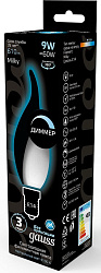 Лампа светодиодная Gauss Filament 104201209-D 9Вт цок.:E14 свеча 220B св.свеч.бел.нейт. (упак.:10шт)