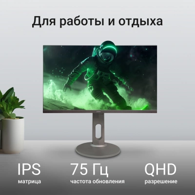 Монитор Digma 27" Progress 27P705Q черный IPS LED 5ms 16:9 HDMI M/M матовая HAS 300cd 178гр/178гр 2560x1440 75Hz FreeSync DP 2K USB 6.1кг