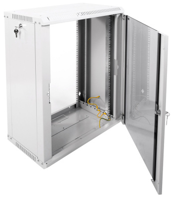 Шкаф коммутационный ЦМО ШРН-ЭКОНОМ (ШРН-Э-15.350) настенный 15U 600x350мм пер.дв.стекл задн.дв.стал.лист 85кг серый 300мм 746мм