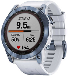 Смарт-часы Garmin Fenix 7X 1.4" корп.синий рем.белый (010-02541-15)