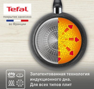Сковорода Tefal Rock 4235124 круглая 24см покрытие: антипригарное ручка несъемная (без крышки) черный (9100054293)