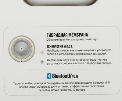 Гарнитура внутриканальные A4Tech Bloody M30 белый беспроводные bluetooth в ушной раковине (M30 (WHITE))