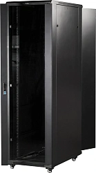 Шкаф серверный Lanmaster (TWT-CBB-47U-6X6-G1) напольный 47U 600x600мм пер.дв.стекл металл 2 бок.пан. 800кг черный