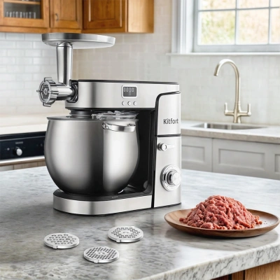 Миксер планетарный Kitfort КТ-3480 2000Вт серебристый/черный
