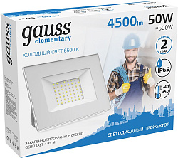 Прожектор уличный Gauss Elementary светодиодный 50Втбелый (613120350)