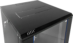 Шкаф коммутационный ЦМО ШРН-Эконом (ШРН-Э-18.650-9005) настенный 18U 600x650мм пер.дв.стекл 65кг черный 600мм 31.86кг 180град. 930мм IP20 сталь