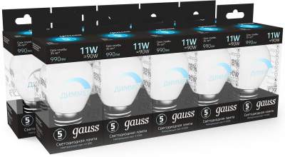 Лампа светодиодная Gauss 102502211-D 11Вт цок.:E27 груша 220B 4100K св.свеч.бел.нейт. A60 (упак.:1шт)