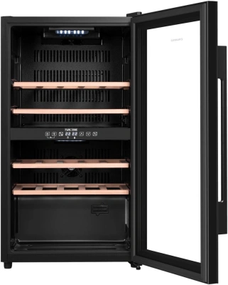 Винный шкаф Maunfeld MFWC-85D28 2-хкамерн. черный глянц.