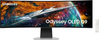Монитор Samsung 49" Odyssey OLED G9 S49CG954SI серебристый OLED LED 32:9 HDMI M/M матовая HAS 1000000:1 250cd 178гр/178гр 5120x1440 240Hz FreeSync Premium Pro DP 2K USB 12.9кг