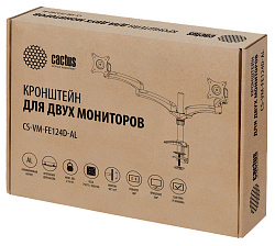 Кронштейн для мониторов Cactus CS-VM-FE124D-AL серебристый 15"-27" макс.8кг настольный поворот и наклон