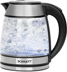 Чайник электрический Scarlett SC-EK27G54 1.7л. 1800Вт серебристый/черный корпус: нерж.сталь/стекло