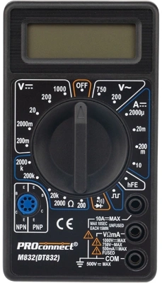 Мультиметр PROconnect M832 DT832 цифровой черный (13-3012)