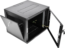 Шкаф коммутационный ЦМО (ШРН-М-9.500-9005) настенный 9U 600x520мм пер.дв.стекл 130кг черный 456мм 19.35кг 180град. 480мм IP20 сталь
