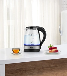 Чайник электрический Vitek VT-7008 1.7л. 2200Вт прозрачный корпус: стекло/пластик