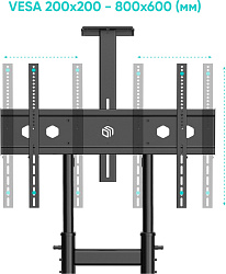 Стойка для телевизора Onkron TS1891 черный 50"-90" макс.100кг напольный мобильный