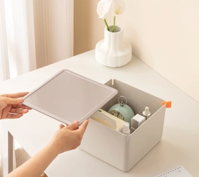 Короб для хранения Deli XDM13grey 1отд. 212x212x153мм серый/серый пластик