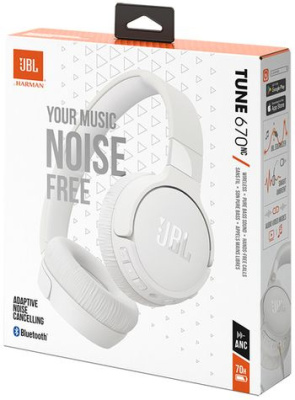 Гарнитура накладные JBL Tune 670NC белый беспроводные bluetooth оголовье (JBLT670NCWHT)