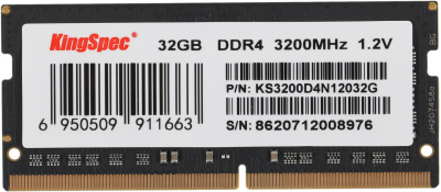 Память DDR4 32GB 3200MHz Kingspec KS3200D4N12032G RTL PC4-25600 CL22 SO-DIMM 260-pin 1.2В dual rank Ret