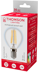 Лампа филам. Thomson Filament TH-B2338 11Вт цок.:E14 шар 220B св.свеч.бел.хол. Globe (упак.:1шт)