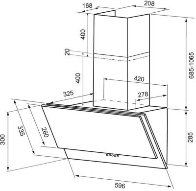 Вытяжка каминная Krona Olly 600 PB cлоновая кость управление: кнопочное (1 мотор)