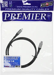 Кабель Premier 100W/4K 60HZ/20GBS USB Type-C (m)-USB Type-C (m) 1м черный