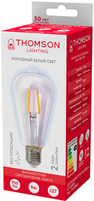 Лампа филам. Thomson Filament TH-B2342 9Вт цок.:E27 эдисон 220B 6500K св.свеч.бел.хол. ST64 (упак.:1шт)