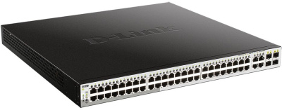 Коммутатор D-Link DGS-1210-52MP/FL1A (L2) 52x1Гбит/с 4xКомбо(1000BASE-T/SFP) 48PoE+ 370W управляемый