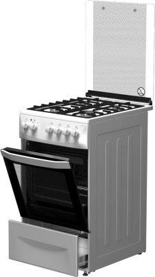 Плита Комбинированная Darina 1D1 КМ 241 311 W белый/черный (стеклянная крышка) реш.чугун