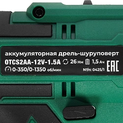 Дрель-шуруповерт Ovk Tools OTCS2AA-12V-1.5A 12Вт аккум. патрон:быстрозажимной