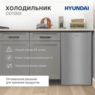 Холодильник Hyundai CO1003 1-нокамерн. серебристый