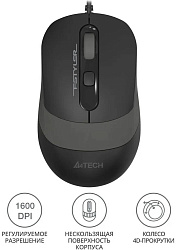 Мышь A4Tech Fstyler FM10S черный/серый оптическая 1600dpi silent USB 3but (FM10S USB GREY)