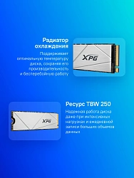 Накопитель SSD A-Data PCIe 4.0 x4 1TB AGAMMIXS60-1T-CS Gammix S60 XPG M.2 2280