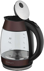 Чайник электрический Scarlett SC-EK27G100 1.7л. 2200Вт коричневый/черный корпус: стекло