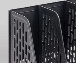 Лоток вертикальный Deli E9849 BLACK 4отд. сборный для бумаг 325x320x275мм черный пластик пластиковый пакет
