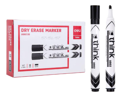 Маркер для досок Deli EU00220 Think скошенный пиш. наконечник 2-5мм черный