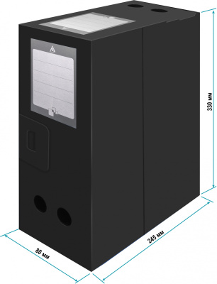 Короб архивный вырубная застежка Бюрократ -BA80/08BLCK пластик 0.8мм корешок 80мм 330x245мм черный