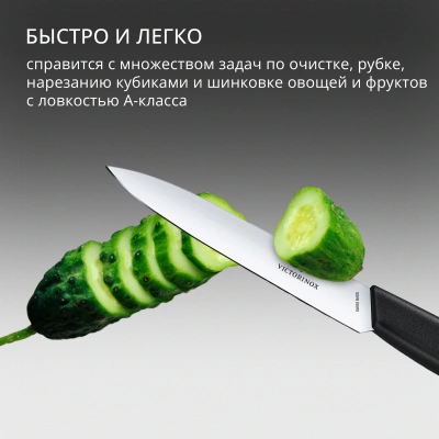 Нож кухонный Victorinox Swiss Modern (6.9003.10) стальной универсальный лезв.100мм прямая заточка черный