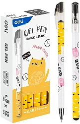 Ручка гелев. Deli EG81-BK ассорти черн. черн. игловидный пиш. наконечник линия 0.5мм