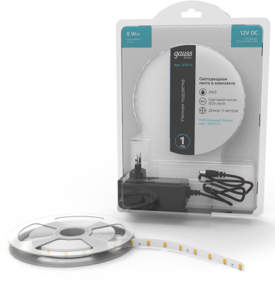 Лента светодиод. Gauss Basic 5м (BT014)