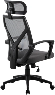 Кресло Cactus CS-MC414-GY черный/серый сетка/ткань с подголов. крестов. пластик пластик черный