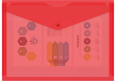 Конверт на кнопке Бюрократ -PK803TRED A4 пластик 0.15мм красный